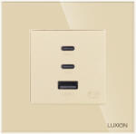 Luxion Priza Fast Charge 65W - USB-A + 2 x USB-C cu Rama din Sticla LUXION SmartElectro IntelligentHouse (LX-MP65G-G)