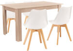 Leziter Set de masa cu 4 scaune Leziter Zara, alb si stejar Sonoma (LYET140ST_DA232AW_4)