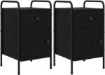 vidaXL Dulap de noapte 2 buc. Stejar Negru 35 x 36, 5 x 61 cm GartenMobel Dekor (8007648)