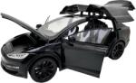  Macheta metal Tesla X replica neagra scara 1: 22 cu sunet si lumini deschide usile si capotele