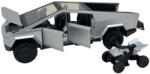 xinhaodi Macheta metal Tesla Cybertruck argintie cu atv metal 1: 32 cu sunet, lumini, deschide usile (JPT)