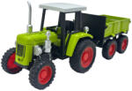  Macheta Tractor verde cu remorca metalica Die-Cast, capota mobila scara 1/24