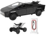 XLG Macheta metal Replica Tesla Cybertruck XLG 1: 24 neagra- cu ATV, Statia de Incarcare, Sunete si Lumini (JPT)