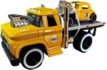  Macheta Platforma Camion Tractare Masina retro 16cm galben cu sunet si lumini