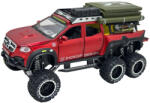 JPT Macheta Mercedes Pickup 6x6 1/24 replica metal cu sunet, lumini, suspensii si accesorii off-road - Rosu (JPT)