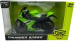 JPT Macheta Motocicleta Thunder Speed 1: 14, culoare verde, cu detalii realiste sunete si lumini (JPT)