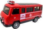 JPT Macheta UAZ pompieri rosie metalica cu sunete, lumini, deschide usile 1/36 (JPT)