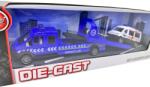 JPT Macheta Camion Platforma Ford Transit Rescue albastru + Masina Pompieri 1: 64 Die-Cast (JPT)