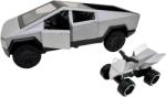 JPT Macheta Tesla Cybertruck cu ATV argintie 1: 43 replica metal usi deschise (JPT)