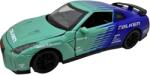 Alloy Macheta Nissan GTR R35 verde albastru Falken 1: 32 replica metal lumini si sunete usi capota si portbagaj deschise (JPT)