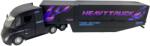 MeiChiJIe Macheta Tir Tesla Semi negru 45 cm replica metal si plastic lumini si sunete remorca se deschide (JPT)