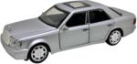  Macheta Mercedes Benz E500 AMG W124 argintiu 1: 28 replica metal lumini si sunete usi capota portbagaj si trapa functionale