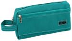 ECADA Penar Tip Borseta Ecada cu 2 Fermoare, Dimensiuni 21x4.5x7.5 cm, Material Poliester, Culoare Crem/Verde (6425871065356) Penar
