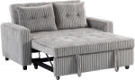 HOMCOM Canapea-pat 2 locuri, tapițerie din cord, se transformă în canapea extensibilă, 2 perne, buzunare laterale, 157 x 190 cm, Gri deschis | Aosom Romania (83B-641V01LG) Canapea