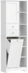 HomCom Dulap de baie înalt de 171 cm, dulap îngust cu coș de rufe extensibil, 2 sertare, Alb | Aosom Romania (834-934V90WT)