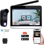  Valpa Smart intelligens videós kaputelefon, 7 hüvelykes érintőképernyő, éjjellátó, kétirányú hang, ajtónyitó eszköz, HD1080P kamera, 7000mAh akkumulátorkapacitás