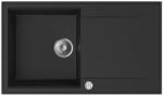 MOFÉM Zenit 86 1B 1D 860x460mm (1 medence, 1 csepptálca) beépíthető metál fekete gránit mosogató szifon (760012803N3)