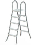  Medence létra, Azuro De Luxe, AISI304, kétágú, 4+4 fokos, 140 cm magas medencéhez, A modell, rozsdamentes acél, műanyag lépcsőfokokkal (3EXX0502)