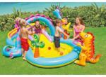 Intex Dinoszaurusz felfújható gyerek medence csúszdával és kerti spriccelővel 302x229x112 cm Intex
