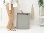 Brabantia Bo Touch Bin nyomófedeles hulladékgyűjtő XXL, padlón álló, műanyag tartály, 2x30L - O méret, acél, hamvasszürke - 255045 (BR255045)