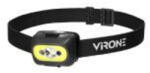 VIRONE LT-13/B LED COB + LED fejlámpa 3W érintésmentes kapcsolóval és USB töltővel, 1200 mAh akkumulátorral, fekete (LT-13/B)