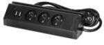 Virone FS-15/B Hármas bútoraljzat telefontartóval, USB töltővel és 1, 5 m kábellel, 3x2P + E, 2xUSB (A típusú, 2, 4A), fekete (FS-15/B)