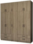 TopMebel Петкрилен гардероб Ricardo TopMebel с шкаф в цвят орех 200x51, 8x240cm