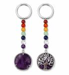  Breloc Ametist 10cm Copacul Vietii cu Pietre 7 Chakre Decorativ 1 Buc