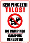  Kempingezni tilos! No camping! Camping verboten! Többnyelvű tábla, matrica