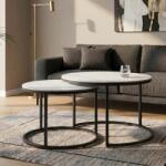 IV Interior Concept Set de 2 masute cu blat ceramic alb ELEGANCE 75cm (A-46895 VC) Masa de cafea