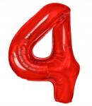 PartyPal Szülinapi fólia lufi Nagy 4-es szám piros 100cm
