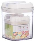 Flippy Cutii de Depozitare Alimente, Flippy, Set din 2 Cutii de tip Container, Recipiente pentru Cereale in Bucatarie, 0.5 L-10x10.5 cm, 1.3 L-12.5x12.5x16.5 cm, Transparente cu Capac Alb (134590)