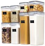Flippy Cutii de depozitare alimente, Flippy, Set din 8 Cutii pentru Condimente, Cereale, Cutii pentru Bucatarie, din Plastic PP, Cutii Alimentare, Diferite Dimensiuni, Transparente (134585)