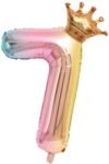 Flippy Balon din Folie Metalizata, Flippy, Figurina Cifra Gradient, Tema Aniversare 80 cm, Ambalaj Individual, Pai inclus, Umflare cu Aer sau Heliu, Coronita, Cifra 7 (127161)