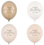 Party Deco Балони "Happy Birthday" - Бежов Микс (1 Пакет / 4 Бр. ) (SB14P-341-013)