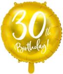 Party Deco Фолиев Балон с Надпис "30th Birthday", Златен (FB24M-30-019)