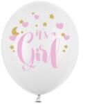 Party Deco Латексови Балони, Бели н Надпис ''It's a Girl'', 30см (SB14P-233-008)