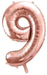 Party Deco Фолиев Балон Цифра, Розово Злато - 86см - 9 (fb1m-9-019r)