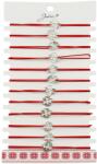 Jolie Martisor Bratara Elastica cu Pandantiv din Inox, Jolie, pentru Dama, Set 12 bucati, Snur Rosu Textil, Model Trifoi cu Patru Foi (128110)