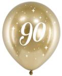 Party Deco Латексови Балони Хром, Злато С Бял Печат 90, 30см - (1 Пакет / 6 Бр. ) (chb14-1-90-019-6)
