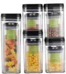 Flippy Cutii de Depozitare Alimente, Flippy, Set din 10 Cutii de tip Container, Recipiente pentru Cereale in Bucatarie, Transparente cu Capac Negru (134622)