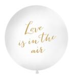 Party Deco Голям Латексов Балон, Надпис "Love is in The Air", 1м - Бял (OLBON10D-008-019)