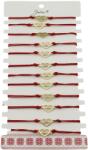 Jolie Bratara Martisor pentru Dama, Jolie, Model Inima, Set 12 bucati, Pandativ din Inox Auriu, Snur Ajustabil Impletit, Rosu (127992)