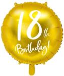 Party Deco Фолиев Балон с Надпис "18th Birthday", Златен (FB24M-18-019)