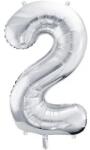 Party Deco Фолиев Балон Цифра, Сребро - 86см - 2 (fb1m-2-018)
