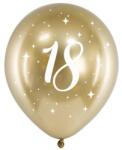 Party Deco Латексови Балони Хром, Злато с Бял Печат 18, 30см - (1 пакет / 6 бр. ) (chb14-1-18-019-6)