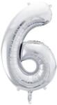 Party Deco Фолиев Балон Цифра, Сребро - 86см - 6 (fb1m-6-018)