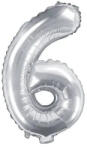 Party Deco Фолиев Балон Цифра, Сребърно - 35см - 6 (fb10m-6-018)