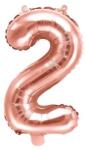 Party Deco Фолиев Балон Цифра, Розово Злато, 35см - 2 (fb10m-2-019r)
