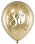 Party Deco Латексови Балони Хром, Злато с Бял Печат 80, 30см - (1 пакет / 6 бр. ) (chb14-1-80-019-6)